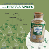 Purelife Himalayan Salt with Mixed Herbs & Spices- Gourmet Natural Crystal Rock Salt and Spice Blend with Minerals in Classy Glass Jar (10.6 Oz Bottle) - CosmicElement