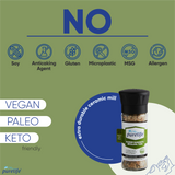 Purelife Himalayan Salt with Mixed Herbs & Spices- Gourmet Natural Crystal Rock Salt and Spice Blend with Minerals in Classy Glass Jar (3.7 Oz Mill) - CosmicElement