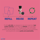 Purelife Himalayan Salt Pink Coarse - Gourmet Natural Crystal Rock Salt with Minerals in Glass Bottle with Ceramic Mill 4.23oz - CosmicElement