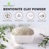 Cosmic Element Bentonite Clay Powder 100% Pure & Unrefined Calcium Bentonite Clay - Heavy Metal Detox and Cleanse ! Sourced from India - CosmicElement