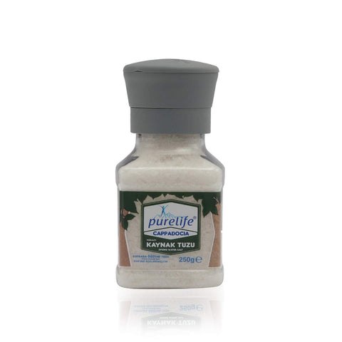 Purelife Cappadocian Spring Kosher Salt Coarse Unrefined - Gourmet Natural Spring Salt with Minerals in Pet Jar with Ceramic Mill – 8.81oz - CosmicElement
