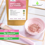 French Pink Montmorrillonite Clay Powder (French Rose Clay), Vegan Food Grade, Healing Clay for Face Mask Skin Care Detox, Clay Mask for Blackheads and Pores, 4 Ounce - Cosmic Element - CosmicElement