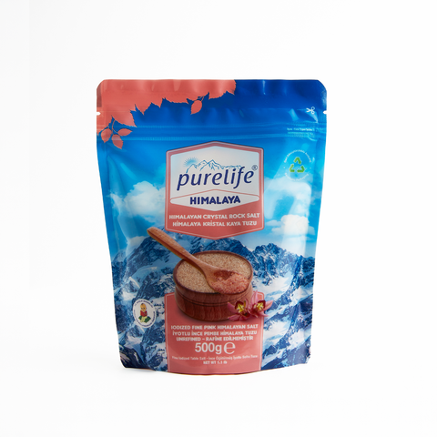 Purelife Himalayan Kosher Salt Pink Iodized Unrefined – Extra Fine Grain Gourmet Natural Crystal Rock Salt with Minerals – From Iron Rich Part of Himalayan Salt Mine- 1.1 lbs
