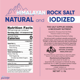 Purelife Himalayan Kosher Salt Pink Iodized Unrefined – Extra Fine Grain Gourmet Natural Crystal Rock Salt with Minerals – From Iron Rich Part of Himalayan Salt Mine- 1.1 lbs