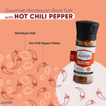 Purelife Himalayan Salt with HOT Chili Pepper- Gourmet Natural Crystal Rock Salt and Pepper Blend with Minerals in Classy Glass Jar (4 Oz Mill) - CosmicElement