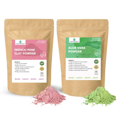 Aloe Vera Powder 4 oz & French Pink Clay Powder 4 oz