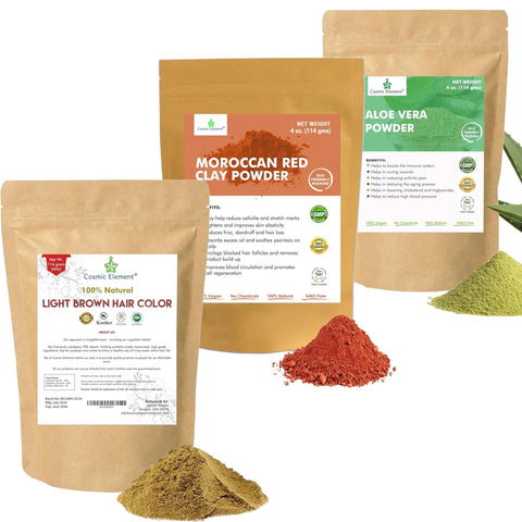 Hair Coloring Powder + Moroccan Red Clay Powder + Aloever Powder