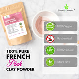 French Pink Montmorrillonite Clay Powder (French Rose Clay), Vegan Food Grade, Healing Clay for Face Mask Skin Care Detox, Clay Mask for Blackheads and Pores, 4 Ounce - Cosmic Element