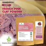 French Pink Montmorrillonite Clay Powder (French Rose Clay), Vegan Food Grade, Healing Clay for Face Mask Skin Care Detox, Clay Mask for Blackheads and Pores, 4 Ounce - Cosmic Element - CosmicElement