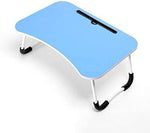 Cosmic Element Foldable Laptop Table, Portable Laptop Bed Tray Table Folding Dormitory Table Notebook Stand Reading Holder Breakfast Serving Bed Tray with Tablet Slots for Bed/Couch- Wood - CosmicElement