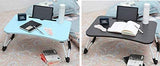 Cosmic Element Foldable Laptop Table, Portable Laptop Bed Tray Table Folding Dormitory Table Notebook Stand Reading Holder Breakfast Serving Bed Tray with Tablet Slots for Bed/Couch- Wood - CosmicElement