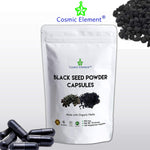 Cosmic Element Black Seed Powder Capsules - Source of Omega 3 6 9 - Nigella Sativa Black Cumin Seeds - Super antioxidant for Immune Support, Joints, Digestion, Hair & Skin - 120 Vegetable Powder Caps - CosmicElement