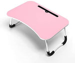 Cosmic Element Foldable Laptop Table, Portable Laptop Bed Tray Table Folding Dormitory Table Notebook Stand Reading Holder Breakfast Serving Bed Tray with Tablet Slots for Bed/Couch- Wood - CosmicElement