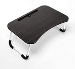 Cosmic Element Foldable Laptop Table, Portable Laptop Bed Tray Table Folding Dormitory Table Notebook Stand Reading Holder Breakfast Serving Bed Tray with Tablet Slots for Bed/Couch- Wood - CosmicElement