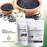 Cosmic Element Black Seed Powder Capsules - Source of Omega 3 6 9 - Nigella Sativa Black Cumin Seeds - Super antioxidant for Immune Support, Joints, Digestion, Hair & Skin - 120 Vegetable Powder Caps - CosmicElement