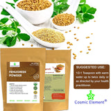 USDA CERTIFIED Organic Fenugreek TRIGONELLA FOENUM Powder , Methi Seeds, Gluten Free, Non GMO, Non Irradiated (100% NATURAL , ORGANICALLY GROWN ) - 4 Oz - CosmicElement