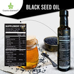 USDA Organic Black Seed Oil 8.4 Fl Oz Certified 100% Virgin, Cold Pressed, Glass Bottle, Omega 3 6 9 - Nigella Sativa Black Cumin - Antioxidant for Immune Support, Joints, Digestion, Hair & Skin - CosmicElement