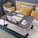 Cosmic Element Foldable Laptop Table, Portable Laptop Bed Tray Table Folding Dormitory Table Notebook Stand Reading Holder Breakfast Serving Bed Tray with Tablet Slots for Bed/Couch- Wood - CosmicElement