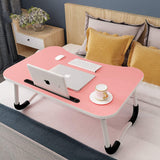 Cosmic Element Foldable Laptop Table, Portable Laptop Bed Tray Table Folding Dormitory Table Notebook Stand Reading Holder Breakfast Serving Bed Tray with Tablet Slots for Bed/Couch- Wood - CosmicElement