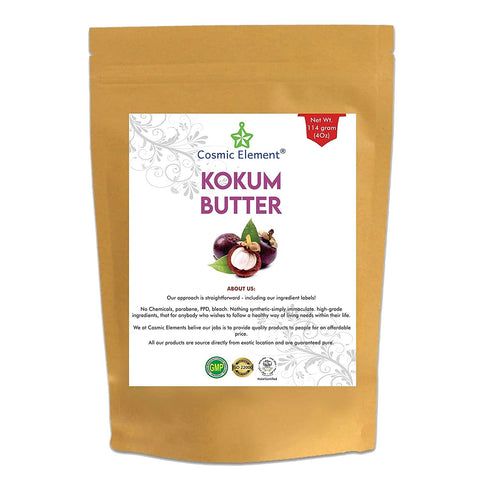 Kokum Butter - Light, Firm Butter, Use to Make Soap, Lotion Bars, Lip Balm, Body Butter - Scent-Free - by Cosmic Element (4 Oz) - CosmicElement
