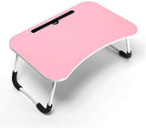 Cosmic Element Foldable Laptop Table, Portable Laptop Bed Tray Table Folding Dormitory Table Notebook Stand Reading Holder Breakfast Serving Bed Tray with Tablet Slots for Bed/Couch- Wood - CosmicElement