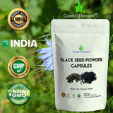 Cosmic Element Black Seed Powder Capsules - Source of Omega 3 6 9 - Nigella Sativa Black Cumin Seeds - Super antioxidant for Immune Support, Joints, Digestion, Hair & Skin - 120 Vegetable Powder Caps - CosmicElement