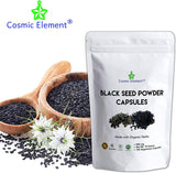 Cosmic Element Black Seed Powder Capsules - Source of Omega 3 6 9 - Nigella Sativa Black Cumin Seeds - Super antioxidant for Immune Support, Joints, Digestion, Hair & Skin - 120 Vegetable Powder Caps - CosmicElement