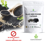 Cosmic Element Black Seed Powder Capsules - Source of Omega 3 6 9 - Nigella Sativa Black Cumin Seeds - Super antioxidant for Immune Support, Joints, Digestion, Hair & Skin - 120 Vegetable Powder Caps - CosmicElement