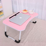 Cosmic Element Foldable Laptop Table, Portable Laptop Bed Tray Table Folding Dormitory Table Notebook Stand Reading Holder Breakfast Serving Bed Tray with Tablet Slots for Bed/Couch- Wood - CosmicElement