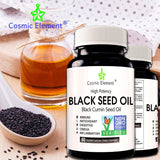 Organic Black Seed Oil 500mg - 60 Softgel Capsules (Non-GMO) Premium Cold-Pressed Nigella Sativa - Black Cumin Seed Oil with Omega 3, 6, 9 - Darkest, Highest TQ Content - CosmicElement