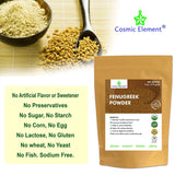 USDA CERTIFIED Organic Fenugreek TRIGONELLA FOENUM Powder , Methi Seeds, Gluten Free, Non GMO, Non Irradiated (100% NATURAL , ORGANICALLY GROWN ) - 4 Oz - CosmicElement
