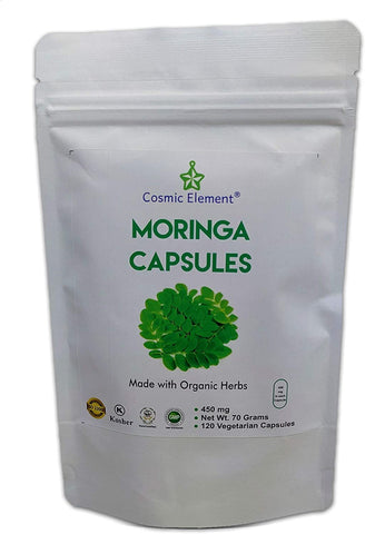 Moringa Oleifera 450 mg Powder Capsules ,Extra High Potency Extract Energizing 120 Vegetarian Capsules - CosmicElement
