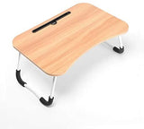 Cosmic Element Foldable Laptop Table, Portable Laptop Bed Tray Table Folding Dormitory Table Notebook Stand Reading Holder Breakfast Serving Bed Tray with Tablet Slots for Bed/Couch- Wood - CosmicElement