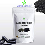 Cosmic Element Black Seed Powder Capsules - Source of Omega 3 6 9 - Nigella Sativa Black Cumin Seeds - Super antioxidant for Immune Support, Joints, Digestion, Hair & Skin - 120 Vegetable Powder Caps - CosmicElement