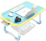 Cosmic Element Foldable Laptop Table, Portable Laptop Bed Tray Table Folding Dormitory Table Notebook Stand Reading Holder Breakfast Serving Bed Tray with Tablet Slots for Bed/Couch- Wood - CosmicElement