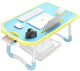 Cosmic Element Foldable Laptop Table, Portable Laptop Bed Tray Table Folding Dormitory Table Notebook Stand Reading Holder Breakfast Serving Bed Tray with Tablet Slots for Bed/Couch- Wood - CosmicElement
