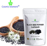 Cosmic Element Black Seed Powder Capsules - Source of Omega 3 6 9 - Nigella Sativa Black Cumin Seeds - Super antioxidant for Immune Support, Joints, Digestion, Hair & Skin - 120 Vegetable Powder Caps - CosmicElement