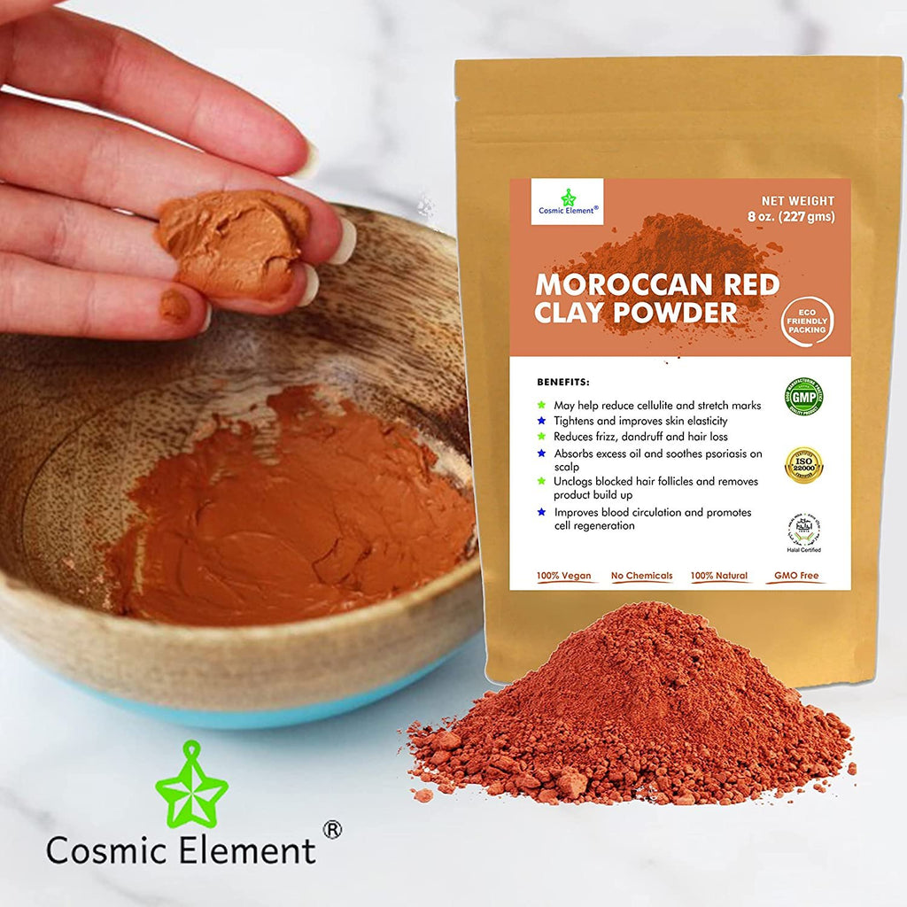 Moroccan Red Clay Powder, Vegan Red Clay Food Grade, Healing Clay for –  CosmicElement