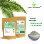 French Green Clay European Montmorillonite Ultra Soft Clay Powder , Vegan Cosmetic Grade, Healing Clay for Face Mask Skin Care Detox, Clay Mask for Blackheads and Pores, 4 ounce - Cosmic Element - CosmicElement