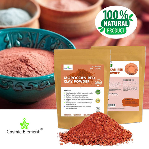 Moroccan Red Clay Powder, Vegan Red Clay Food Grade, Healing Clay for –  CosmicElement