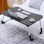 Cosmic Element Foldable Laptop Table, Portable Laptop Bed Tray Table Folding Dormitory Table Notebook Stand Reading Holder Breakfast Serving Bed Tray with Tablet Slots for Bed/Couch- Wood - CosmicElement