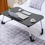 Cosmic Element Foldable Laptop Table, Portable Laptop Bed Tray Table Folding Dormitory Table Notebook Stand Reading Holder Breakfast Serving Bed Tray with Tablet Slots for Bed/Couch- Wood - CosmicElement