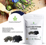 Cosmic Element Black Seed Powder Capsules - Source of Omega 3 6 9 - Nigella Sativa Black Cumin Seeds - Super antioxidant for Immune Support, Joints, Digestion, Hair & Skin - 120 Vegetable Powder Caps - CosmicElement