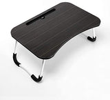 Cosmic Element Foldable Laptop Table, Portable Laptop Bed Tray Table Folding Dormitory Table Notebook Stand Reading Holder Breakfast Serving Bed Tray with Tablet Slots for Bed/Couch- Wood - CosmicElement