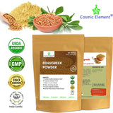 USDA CERTIFIED Organic Fenugreek TRIGONELLA FOENUM Powder , Methi Seeds, Gluten Free, Non GMO, Non Irradiated (100% NATURAL , ORGANICALLY GROWN ) - 4 Oz - CosmicElement